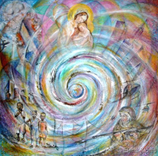 07 - Der Beginn des neuen Jahrtausendes Modellierpaste/Acryl, 90 x 90 cm